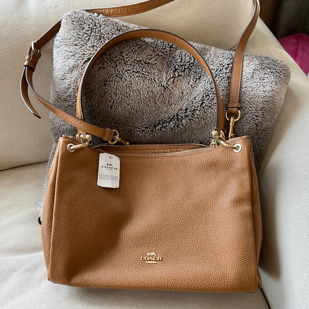 Tan Coach purse